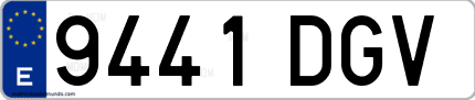 Ejemplo de matrícula de coche ordinaria 9441 DGV
