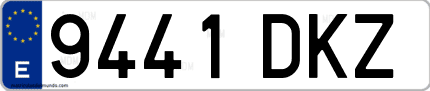 Ejemplo de matrícula de coche ordinaria 9441 DKZ