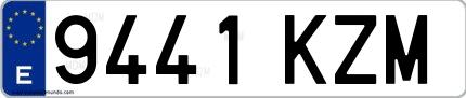 Ejemplo de matrícula española 9441 KZM