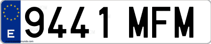 Ejemplo de matrícula de coche ordinaria 9441 MFM