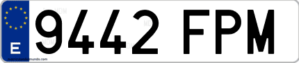 Ejemplo de matrícula de coche ordinaria 9442 FPM