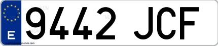 Ejemplo de matrícula española 9442 JCF