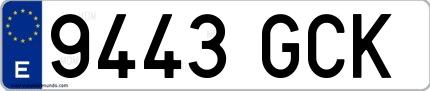 Ejemplo de matrícula española 9443 GCK