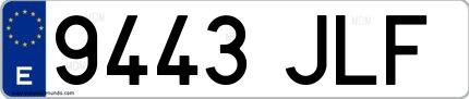 Ejemplo de matrícula española 9443 JLF