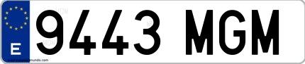 Ejemplo de matrícula española 9443 MGM
