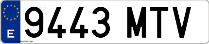 Ejemplo de matrícula de coche ordinaria 9443 MTV
