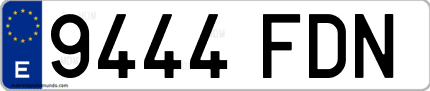 Ejemplo de matrícula de coche ordinaria 9444 FDN