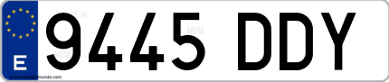 Ejemplo de matrícula de coche ordinaria 9445 DDY