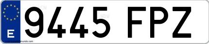 Ejemplo de matrícula española 9445 FPZ