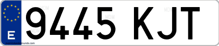 Ejemplo de matrícula de coche ordinaria 9445 KJT