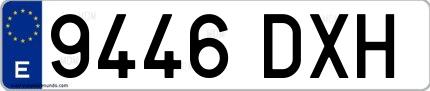 Ejemplo de matrícula española 9446 DXH