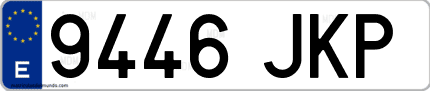 Ejemplo de matrícula de coche ordinaria 9446 JKP