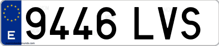 Ejemplo de matrícula de coche ordinaria 9446 LVS