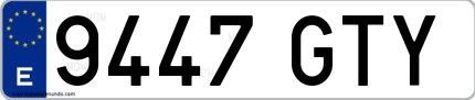 Ejemplo de matrícula española 9447 GTY