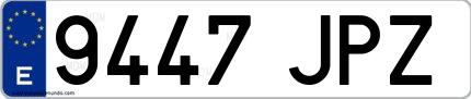 Ejemplo de matrícula española 9447 JPZ