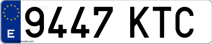 Ejemplo de matrícula de coche ordinaria 9447 KTC