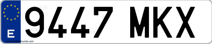 Ejemplo de matrícula de coche ordinaria 9447 MKX