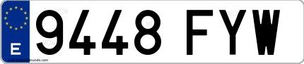 Ejemplo de matrícula española 9448 FYW