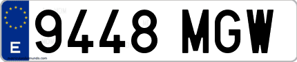 Ejemplo de matrícula de coche ordinaria 9448 MGW
