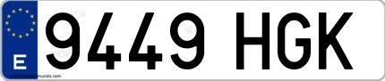 Ejemplo de matrícula española 9449 HGK