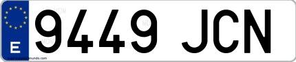 Ejemplo de matrícula española 9449 JCN