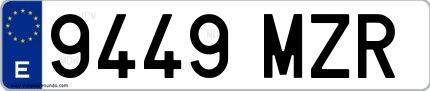 Ejemplo de matrícula española 9449 MZR