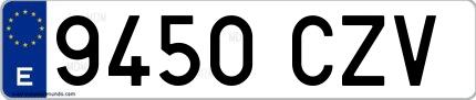 Ejemplo de matrícula española 9450 CZV
