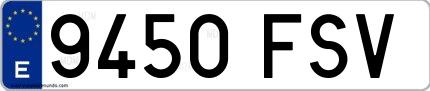 Ejemplo de matrícula española 9450 FSV