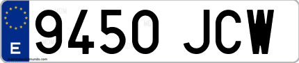 Ejemplo de matrícula de coche ordinaria 9450 JCW