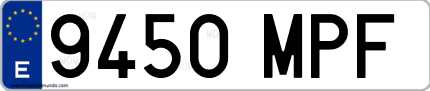 Ejemplo de matrícula de coche ordinaria 9450 MPF