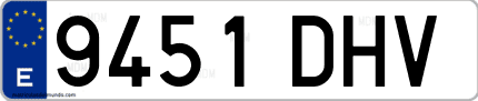 Ejemplo de matrícula de coche ordinaria 9451 DHV