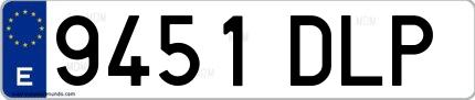 Ejemplo de matrícula española 9451 DLP