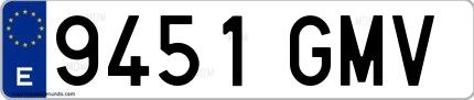 Ejemplo de matrícula española 9451 GMV