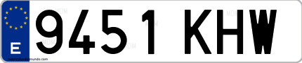 Ejemplo de matrícula de coche ordinaria 9451 KHW