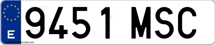 Ejemplo de matrícula de coche ordinaria 9451 MSC