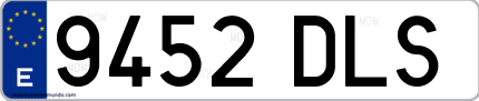 Ejemplo de matrícula de coche ordinaria 9452 DLS