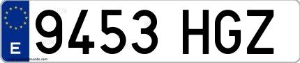 Ejemplo de matrícula española 9453 HGZ