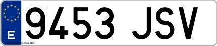 Ejemplo de matrícula española 9453 JSV