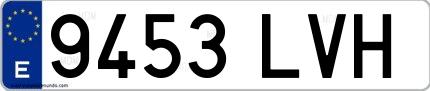 Ejemplo de matrícula española 9453 LVH