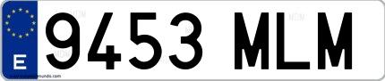 Ejemplo de matrícula española 9453 MLM