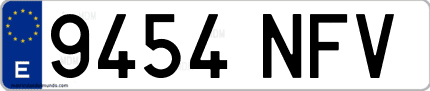 Ejemplo de matrícula de coche ordinaria 9454 NFV