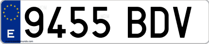 Ejemplo de matrícula de coche ordinaria 9455 BDV