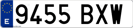 Ejemplo de matrícula de coche ordinaria 9455 BXW