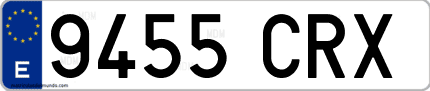 Ejemplo de matrícula de coche ordinaria 9455 CRX