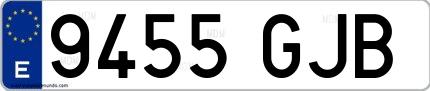 Ejemplo de matrícula española 9455 GJB