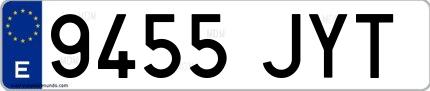 Ejemplo de matrícula española 9455 JYT