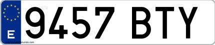 Ejemplo de matrícula española 9457 BTY