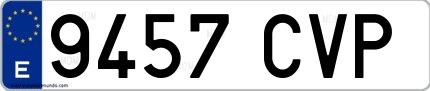 Ejemplo de matrícula española 9457 CVP