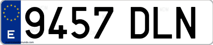 Ejemplo de matrícula de coche ordinaria 9457 DLN