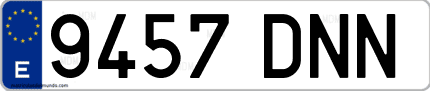 Ejemplo de matrícula de coche ordinaria 9457 DNN